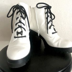 Black and White Combat Boots